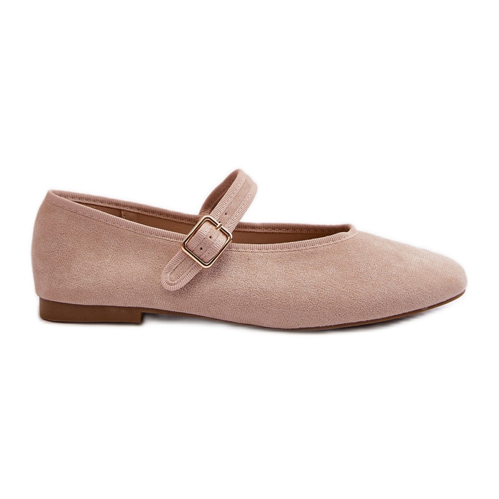 Beige Anlofi Ballet Flats Valmistettu Eco Suede soljella