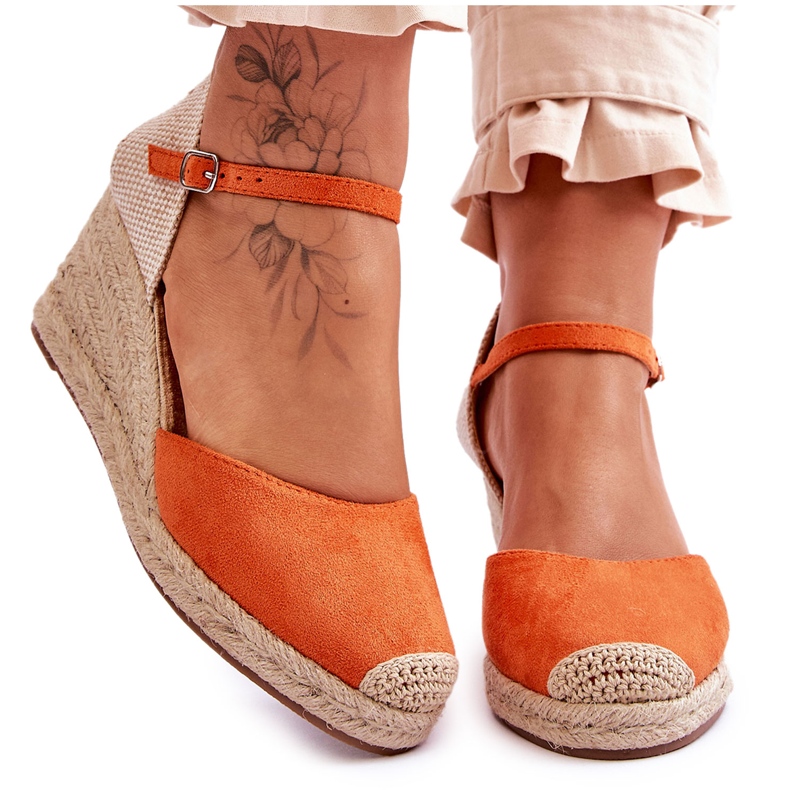 Suede Espadrilles Wedge Sandaalit Oranssi Cammer Suede Espadrilles Wedge Sandaalit Oranssi Cammer