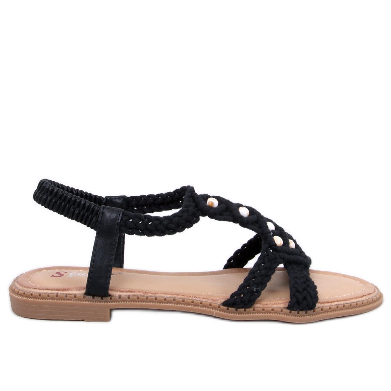 Ashes Black boho string sandaalit musta