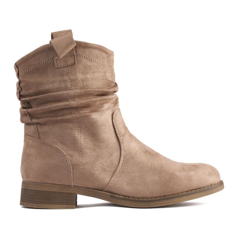 Suede beigenväriset ryppyiset nilkkurit