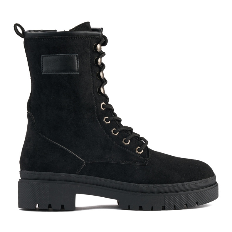 Mustat mokkanahkaiset naisten työntekijöiden saappaat