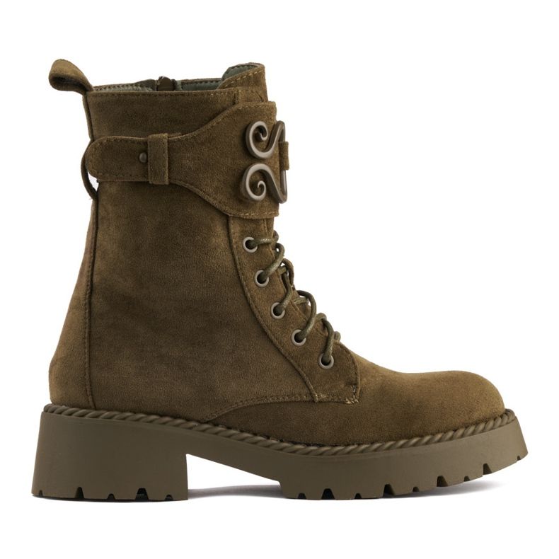 Tummanvihreät nauhalliset mokkanahkatyöläiset