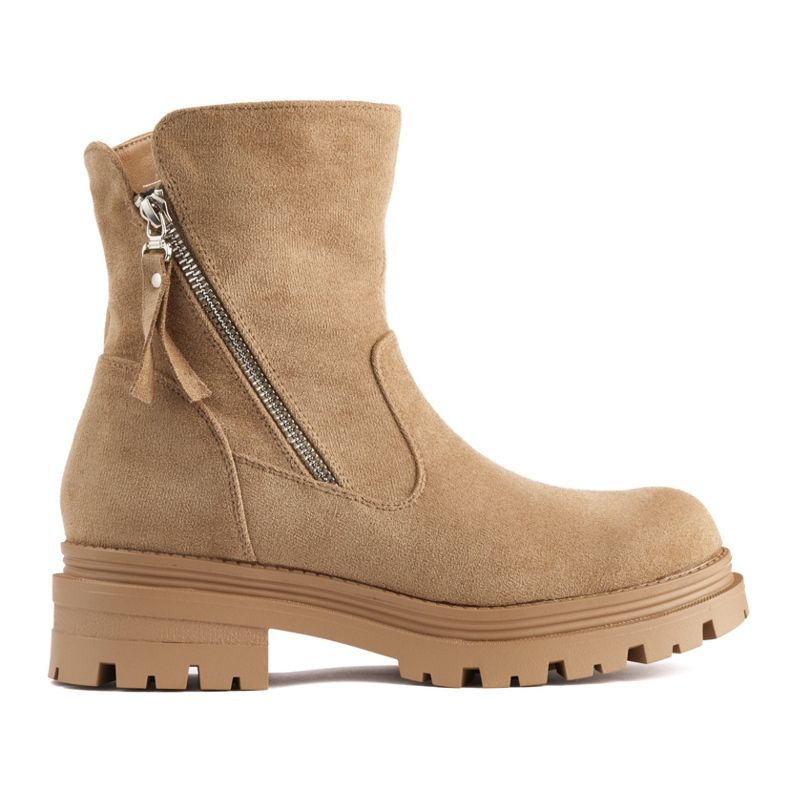 Tummanbeiget naisten nilkkurit koristeellisella vetoketjulla