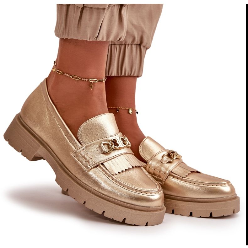 PH2 Naisten Eco-nahkaiset mokasiinit kultakoristeella Zanita kultainen