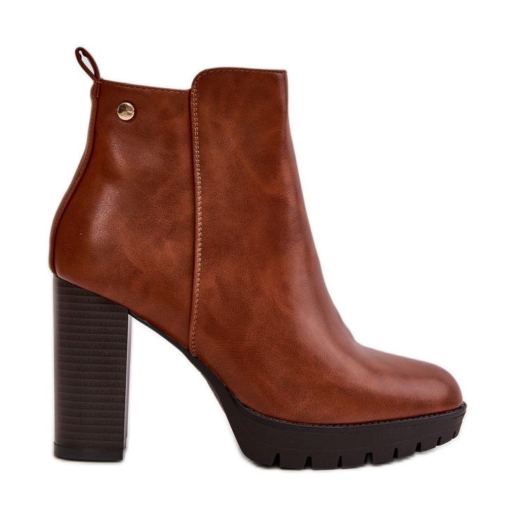 Naisten eristetyt korkokengät, vetoketjulla kiinnitettävät saappaat, Camel Bioria ruskea