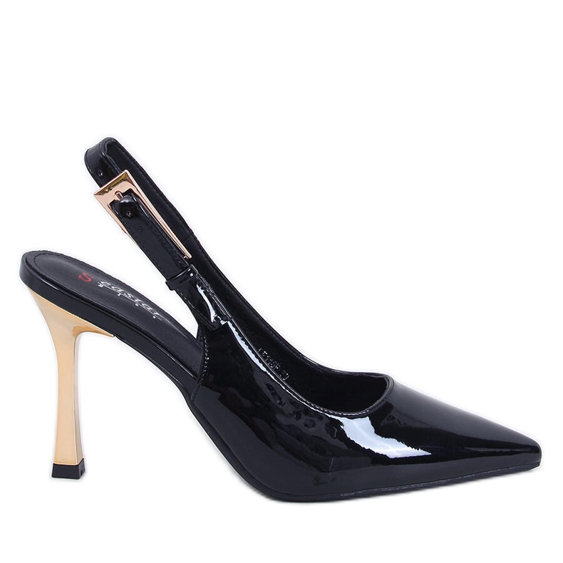 Mariot Black -patenttikorkokengät avoimella kantapäällä musta