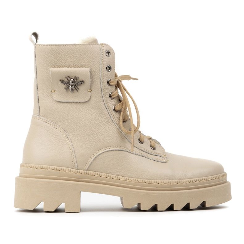 Olivier Naisten eristetyt nahkaiset talvisaappaat 1186, beige