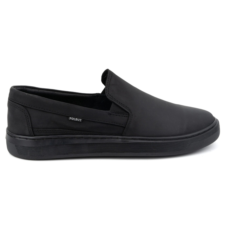 Miesten slip-on kengät luonnonnahasta POLBUT 2124 musta
