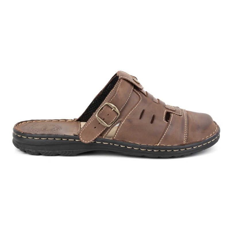 Olivier Klassiset miesten nahkaiset varvastossut kantahihnalla 0045 ruskea