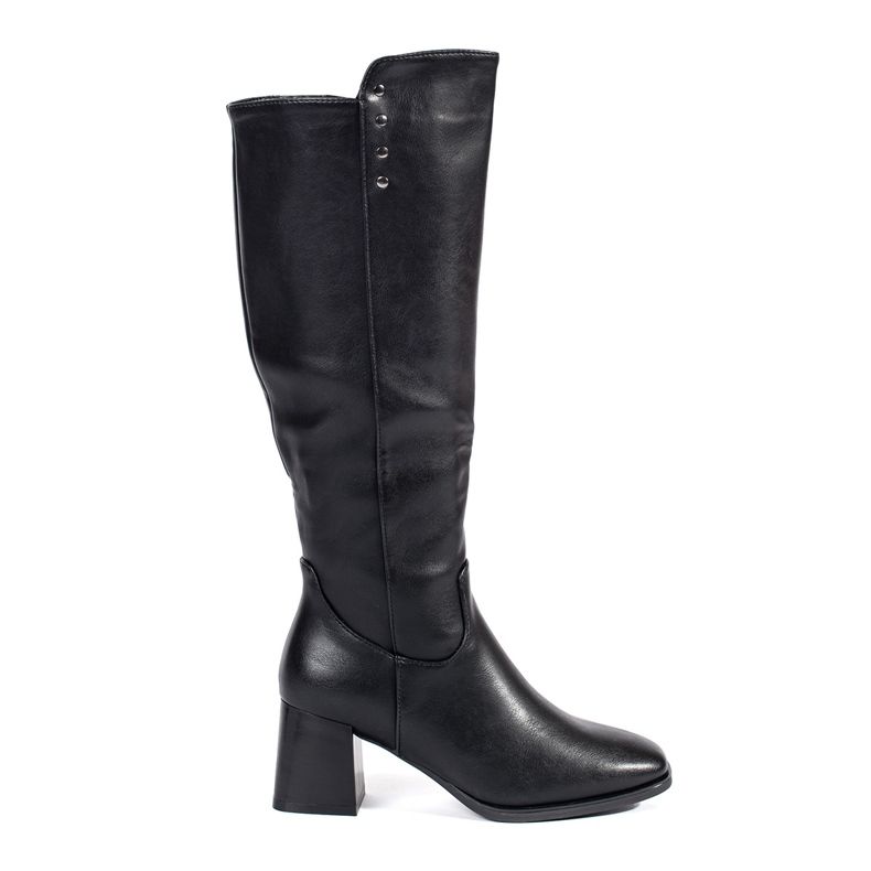 Mustat mokkanahkaiset korkeakorkoiset saappaat