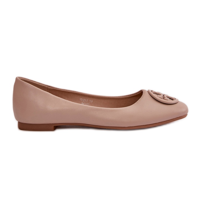 Naisten balerinakengät beige Rhodike Eco -nahkakoristeella