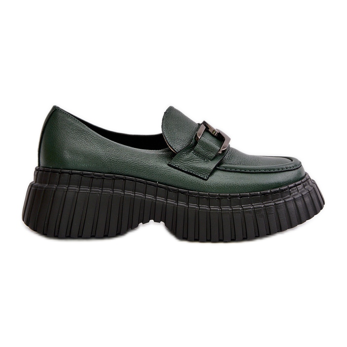 Zazoo 20176 naisten mokasiinikengät, luonnonnahkaa, tummanvihreä