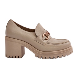 Zazoo 20175 Naisten korkokengät, luonnonnahka, vaalea beige