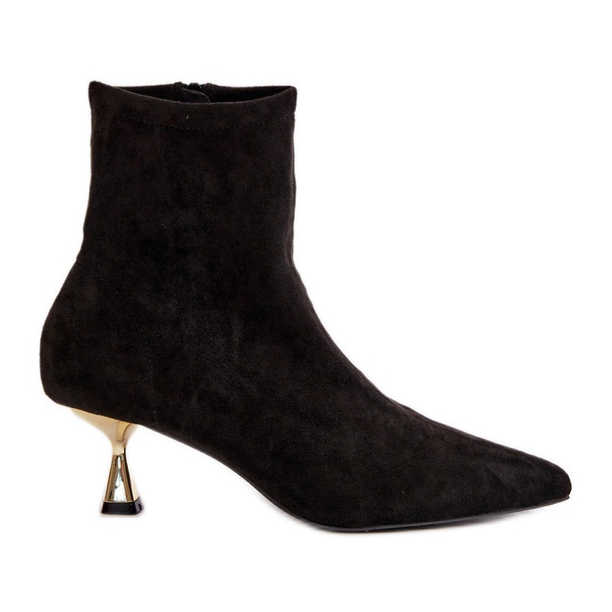 Naisten Eco Suede -korkokengät teräväkärkiset saappaat, musta Irithare