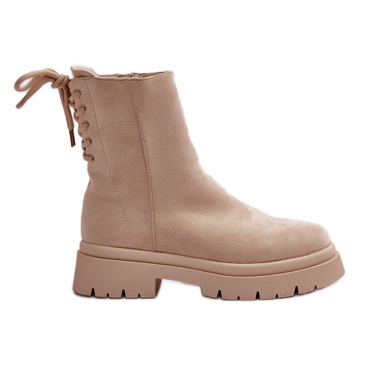 Beige Lakyta Suede tasakorkoiset nilkkurit