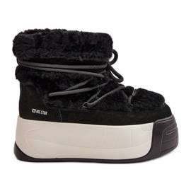 Naisten nahkaiset lumisaappaat paksulla pohjalla ja turkisella Big Star OO274A206 Musta
