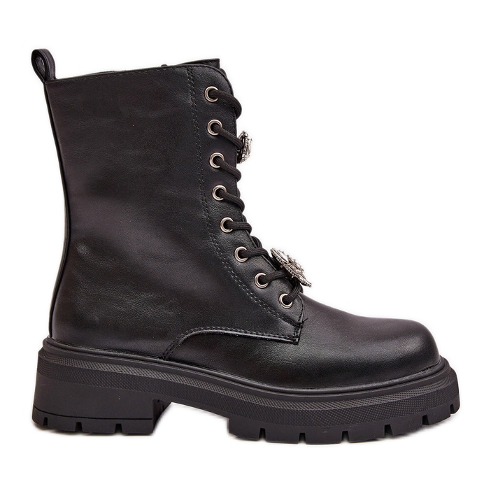 Naisten Eco-nahkasaappaat pinneillä, musta Kristines