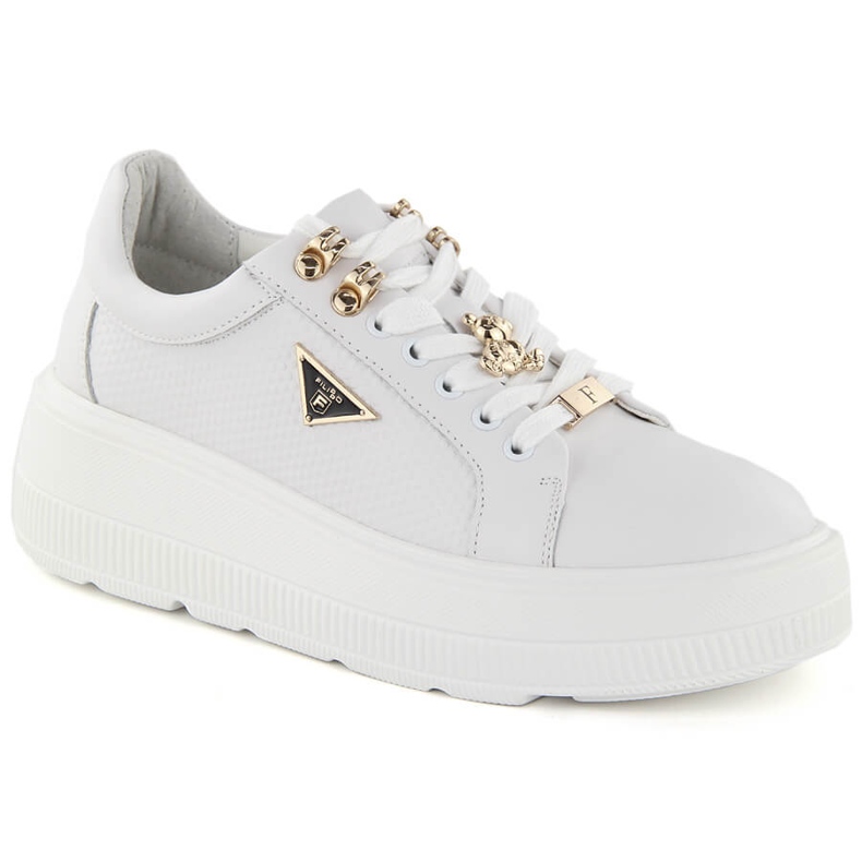 Valkoiset naisten nahkakengät alustalla Filippo DP6382 valkoinen