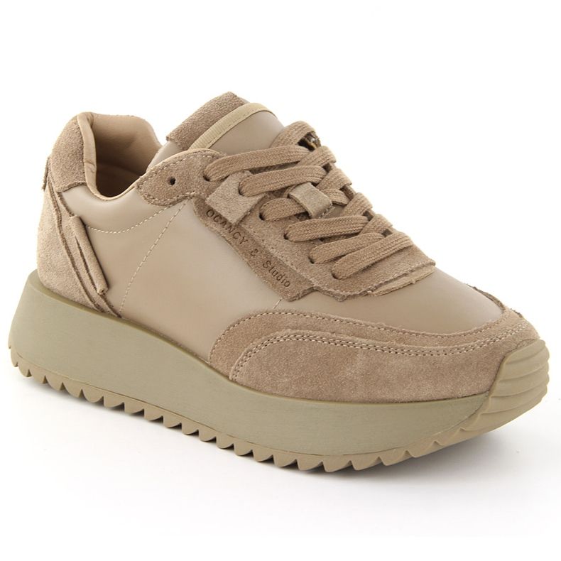 Naisten nahkaiset urheilukengät, beige, Artiker 55C0022