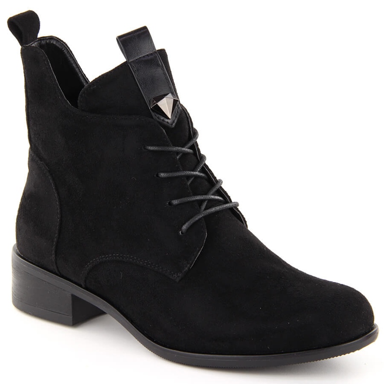 M. DASZYŃSKI Naisten nauha- ja vetoketjusaappaat eristetty musta M.Daszyński SA198-24