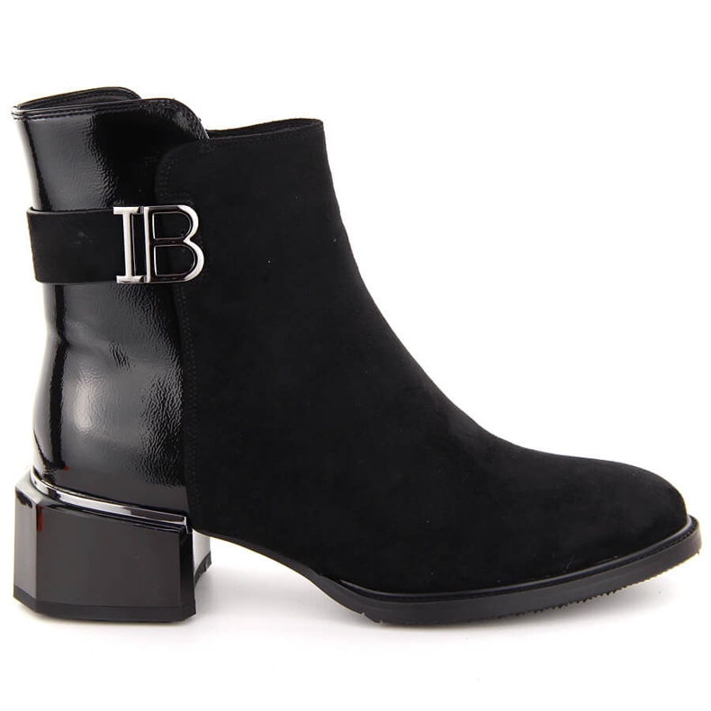 Naisten mokkanahka ja kiiltomustat korkeakorkoiset nilkkurit D&amp;A S.Barski Premium Collection MR880-040