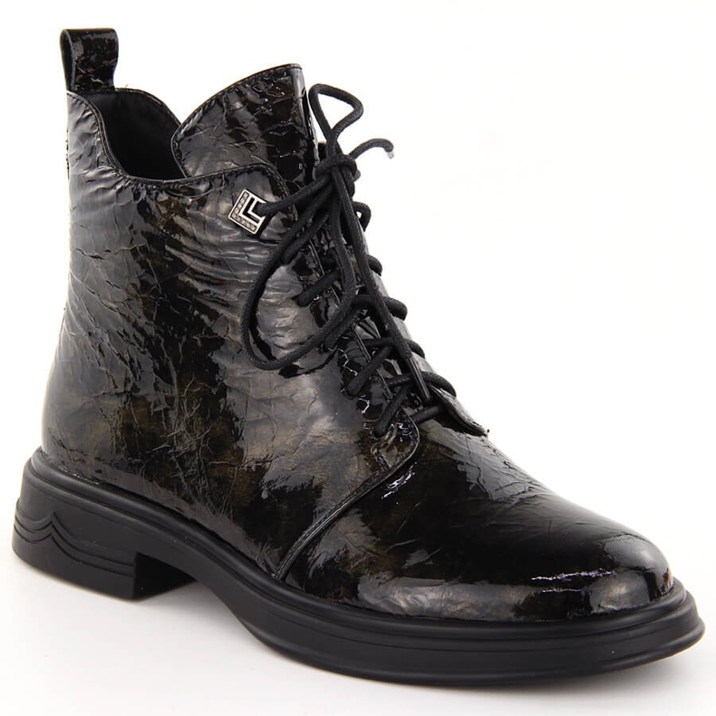 Kiiltonahkaiset nilkkurit D&amp;A S.Barski Premium Collection LZ42-042 musta