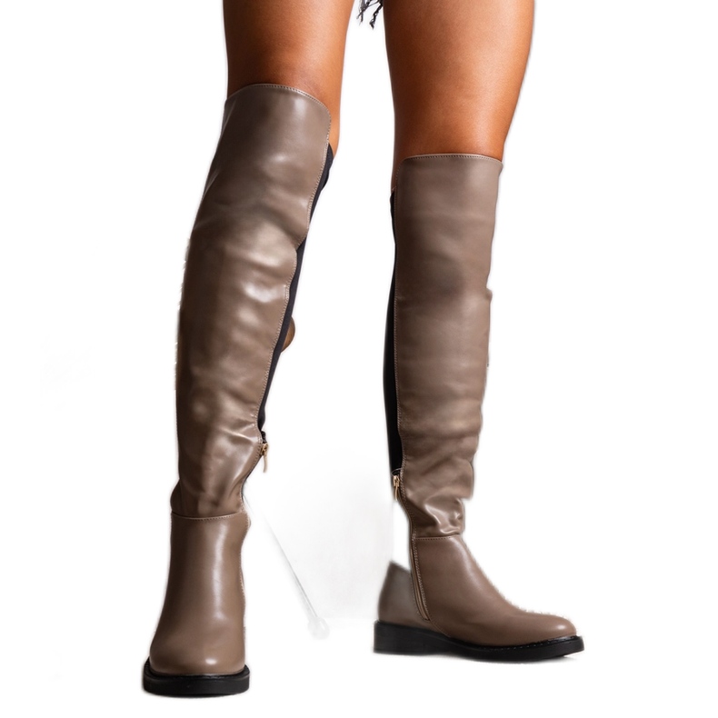 Pitkät tummanbeiget saappaat Polmapina ekonahasta