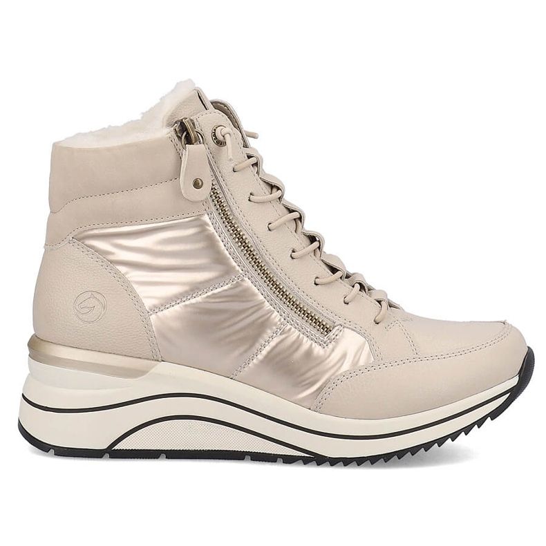 Naisten nahkaeristetyt kiila saappaat, beige Remonte D0T72-60