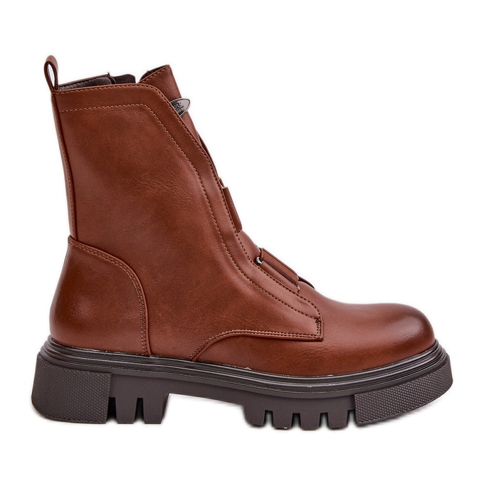 Naisten eristetyt työsaappaat vetoketjulla, Eco-nahkaa, ruskea Mailyra