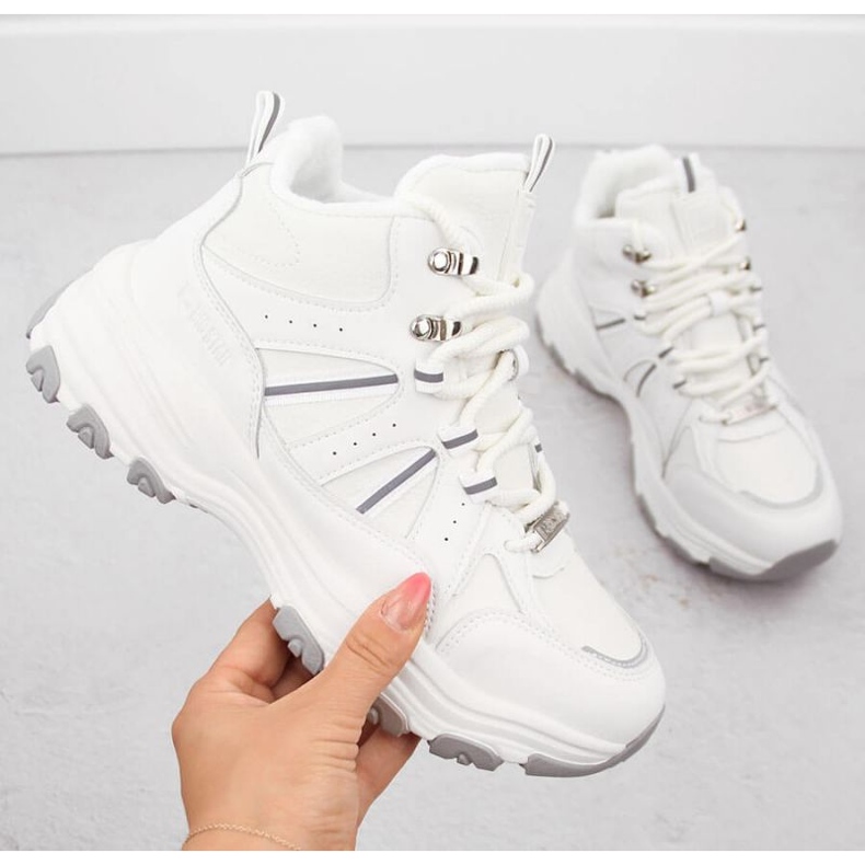 Big Star INT2032B korkeaeristetyt saappaat, valkoiset valkoinen