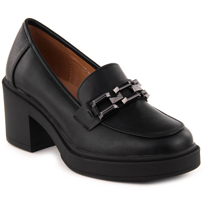 Mustat Vinceza naisten korkokengät ketjulla