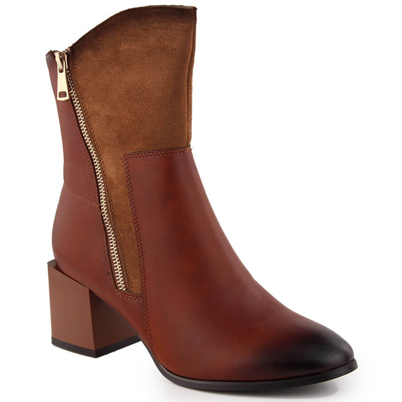 Naisten lämpöeristetyt ruskeat korkeakorkoiset nilkkurit Jezzi ASA217-9