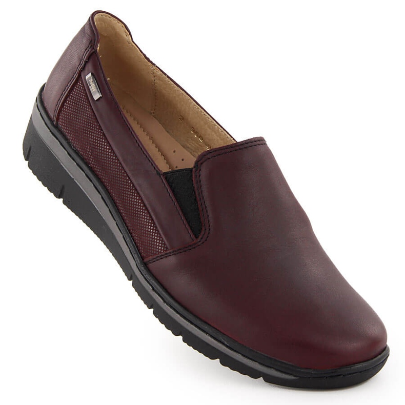 Mukavat kirsikkaiset naisten nahkakengät Helios 350-2 punainen