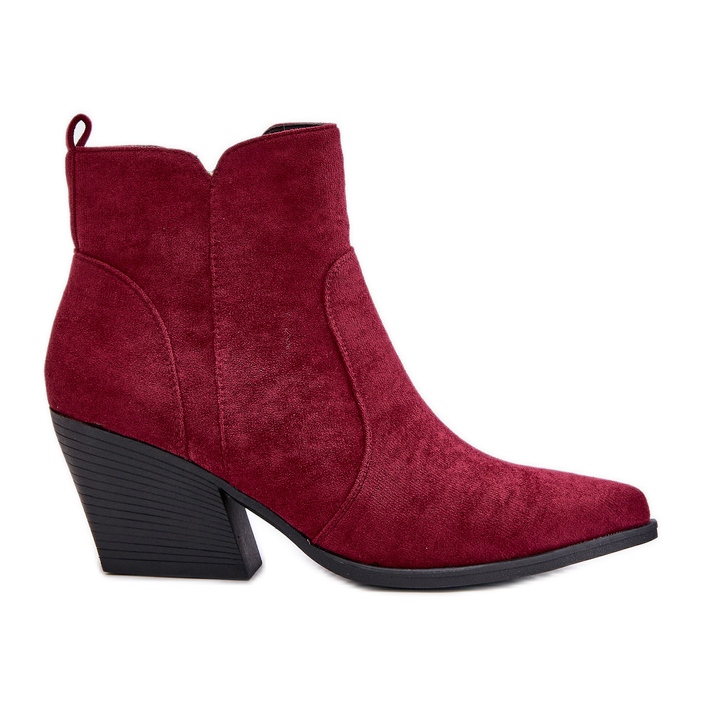 Eristetyt Eco Suede Cowboy-saappaat vetoketjulla, Burgundy Virtris punainen