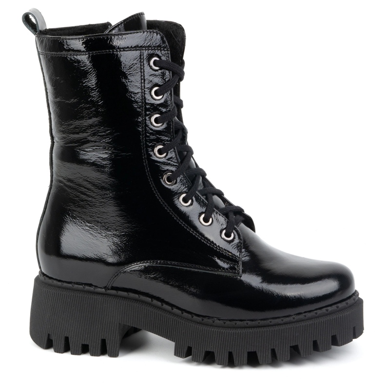 Olivier Naisten nahkasaappaat, eristetty, 401BB, mustaksi lakattu