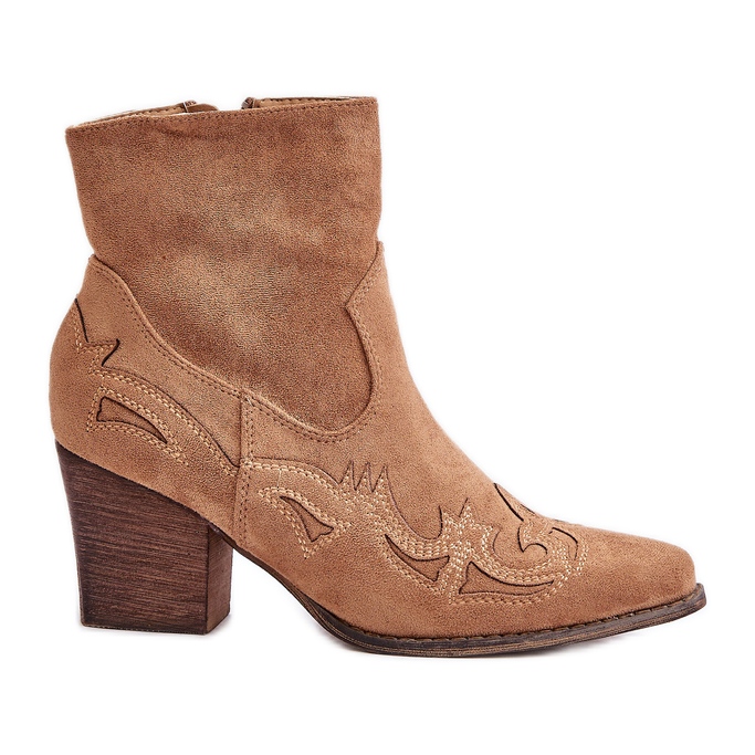 Cowboy-saappaat korkokenkiin, Eco Suede, Brown Arabelline ruskea