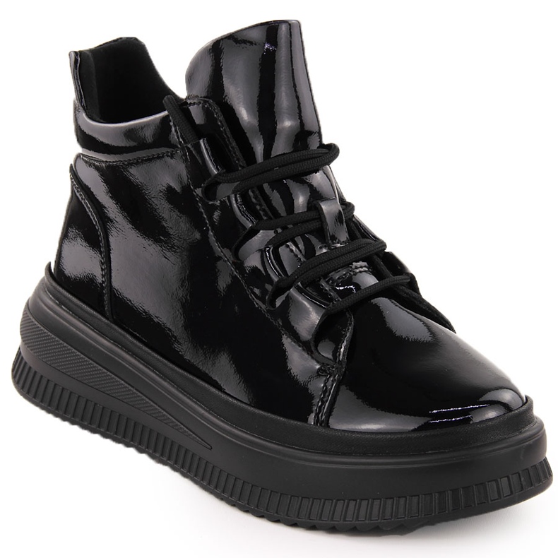 Naisten kiiltonahkaeristetyt mustat saappaat Artiker 55C1049