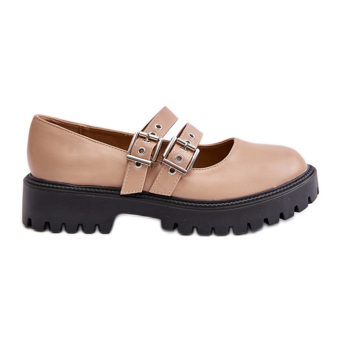 Naisten kengät Eco-nahkahihnalla, beige Terione