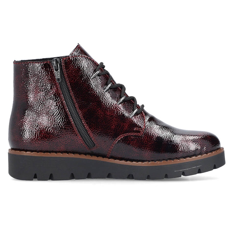 Naisten viininpunaiset patentoidut nilkkurit Rieker 44902-35 punainen