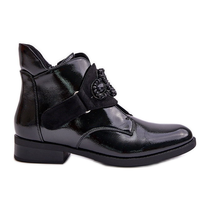 Patenttikoristeiset naisten saappaat, eristetty S.Barski HY42-021 musta