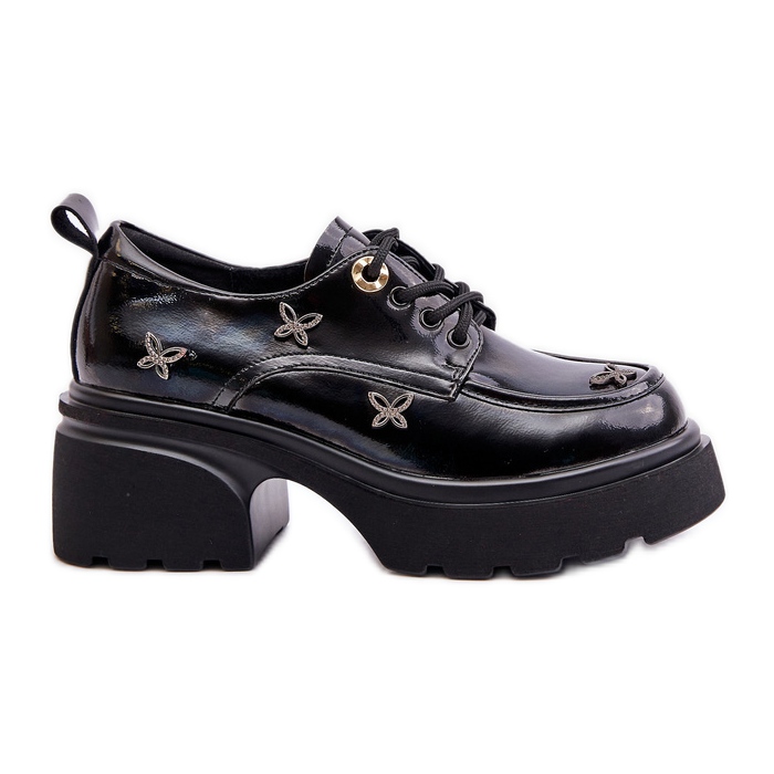 Patenttikoristeilla varustetut naisten kengät luonnonnahkaa Artiker 55C0419 musta