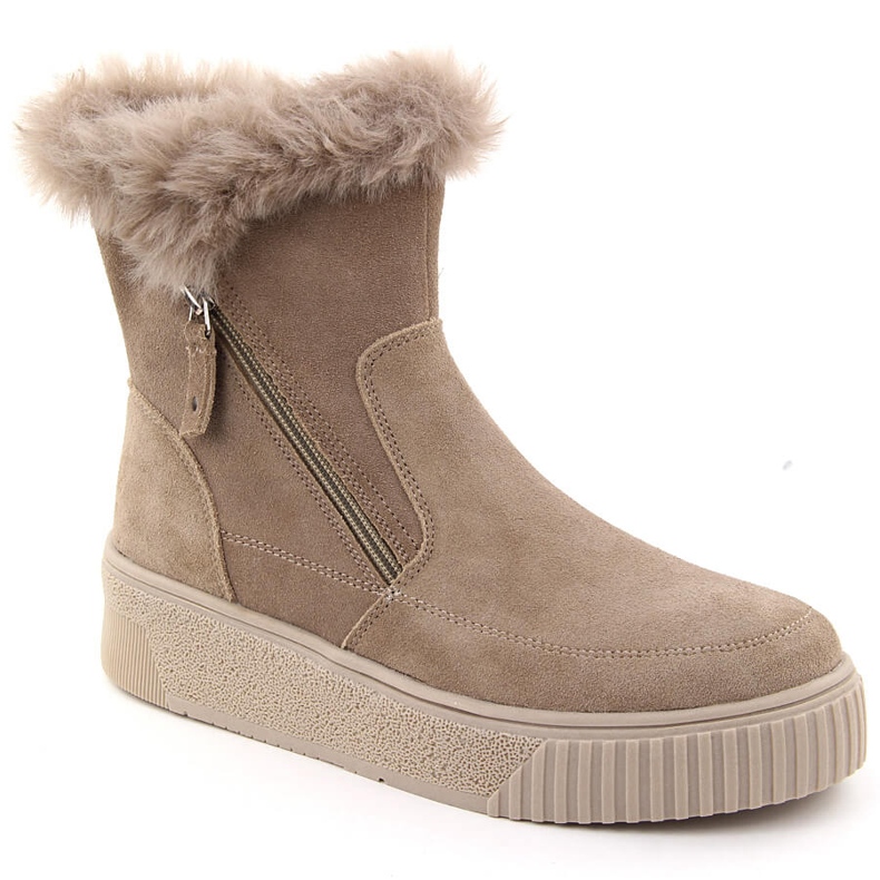 Beiget mokkanahkaiset naisten nahkasaappaat, joissa turkis Filippo DBT6484