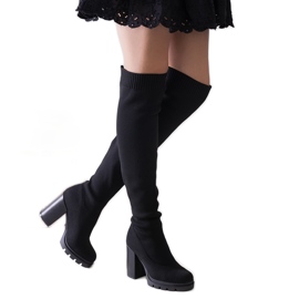 Lija pitkät mustat korkokengät