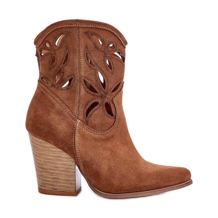 Lewski Shoes Mokkanahkaiset cowboysaappaat, joissa harjakattoinen kuvio Lewski 3612 Ruskea beige