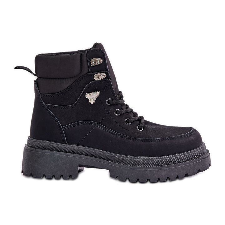 Naisten Trapper-saappaat, nauhakiinnitys, musta Rabaria