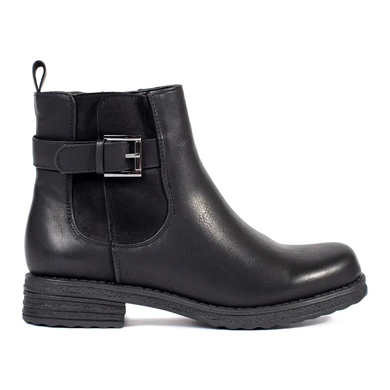 Mustat naisten nilkkurit, joissa solki matalassa kantapäässä