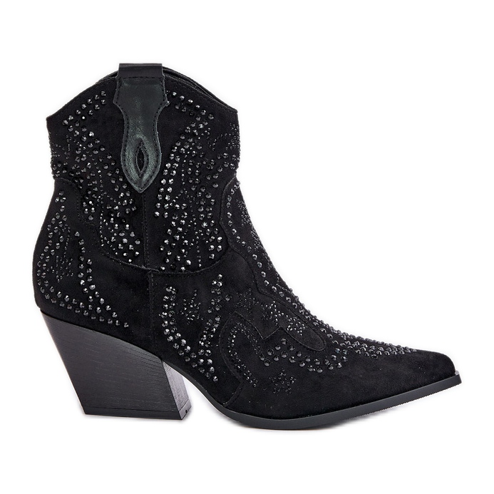 Koristeltu musta korkeakorkoinen Cowboy Boots Kaivina