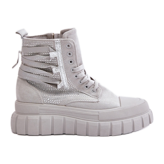 Naisten korkeat tennarit massiivisella alustalla koristelulla, harmaa Zaidria