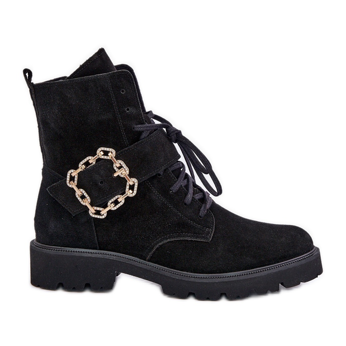 Zazoo 2951 mokkanahkanilkkurit koristeellisella soljella, musta