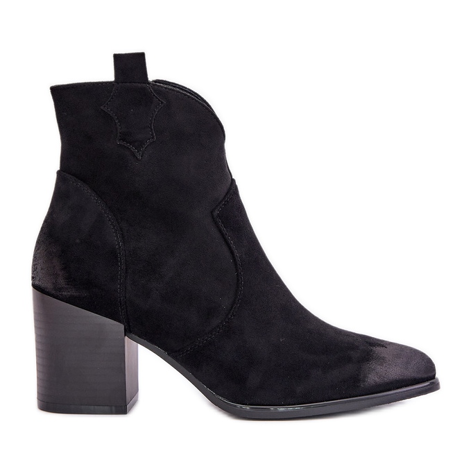 Cowboy-saappaat korkealla kantapäällä, eristetty ekologisella mokkanahalla Vinceza 58345, musta